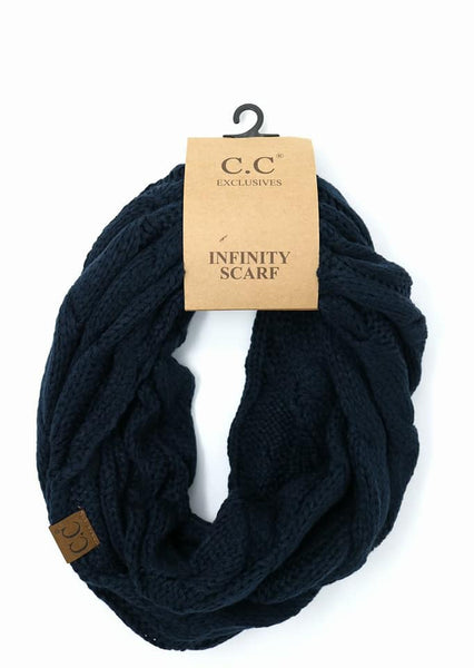 Solid Cable Knit CC Infinity Scarf