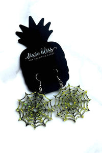 Potion Green Spider Webs Earrings