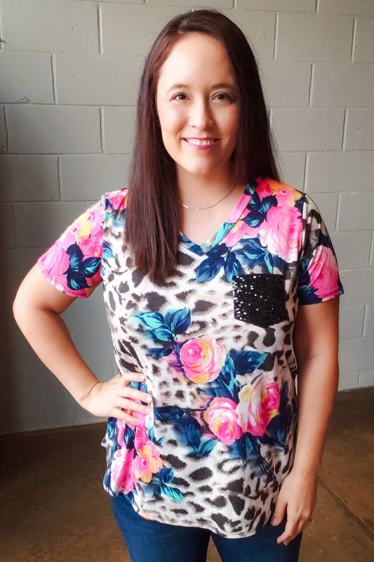 floral sequin top