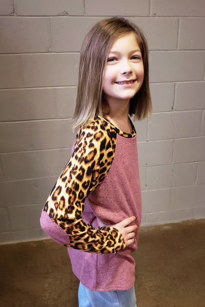 Kid's Leopard Sleeve Raglan