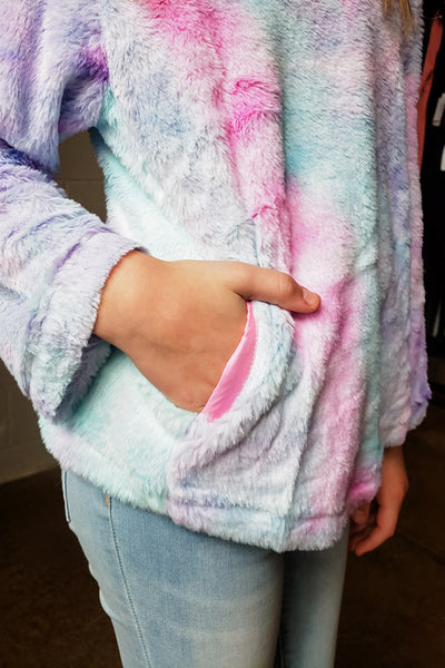 Kids Tie Dye Fuzzy Pullover