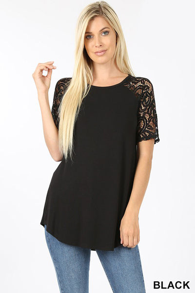 Curvy Lace Sleeve Top