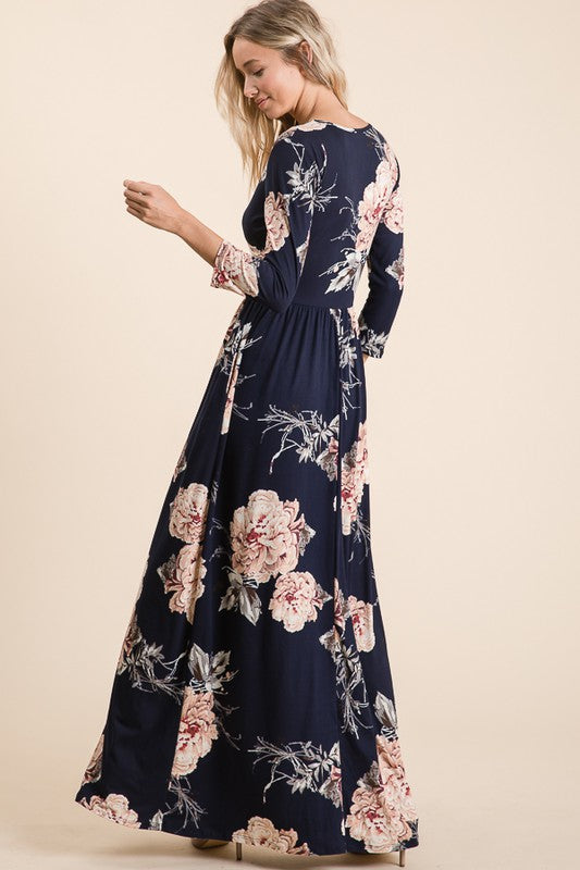 Navy Floral Maxi Dress Front St Shop Navy Floral Maxi Dress Front St Shop