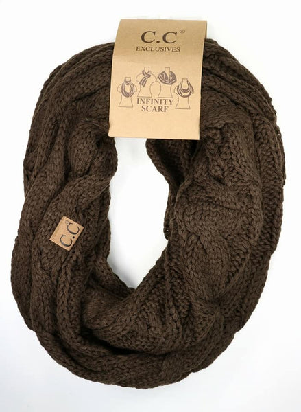 Solid Cable Knit CC Infinity Scarf
