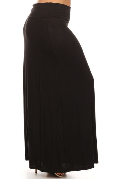 Plus Solid Relaxed Fit Maxi Skirt