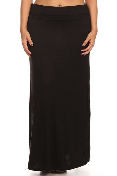 Plus Solid Relaxed Fit Maxi Skirt