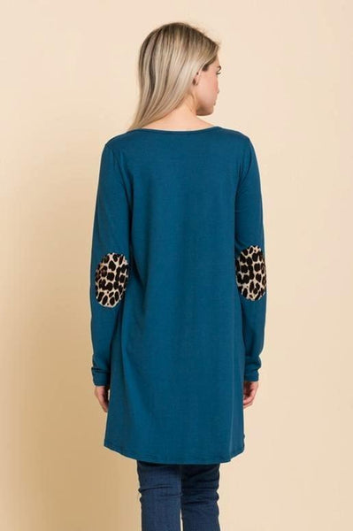 Leopard Print Elbow Patch Tunic