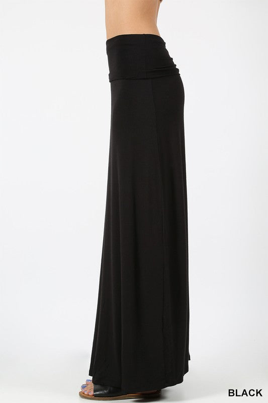 Solid Relaxed Fit Maxi Skirt