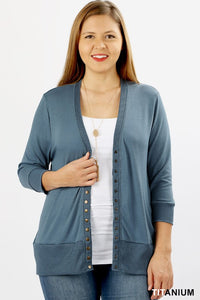 Solid Snap Button Cardigan