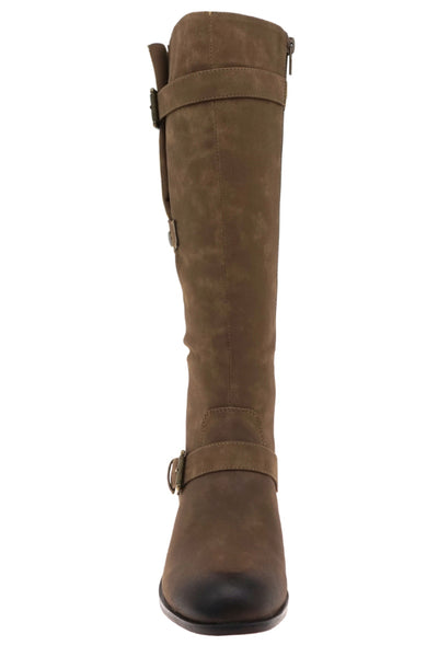 Knee High Taupe Buckle Boot