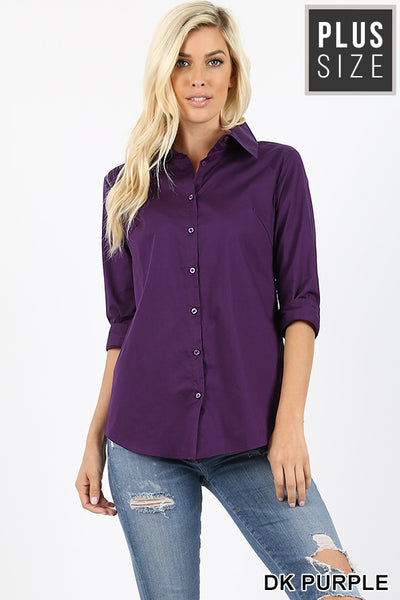 3/4 Sleeve Classic Button Up Top