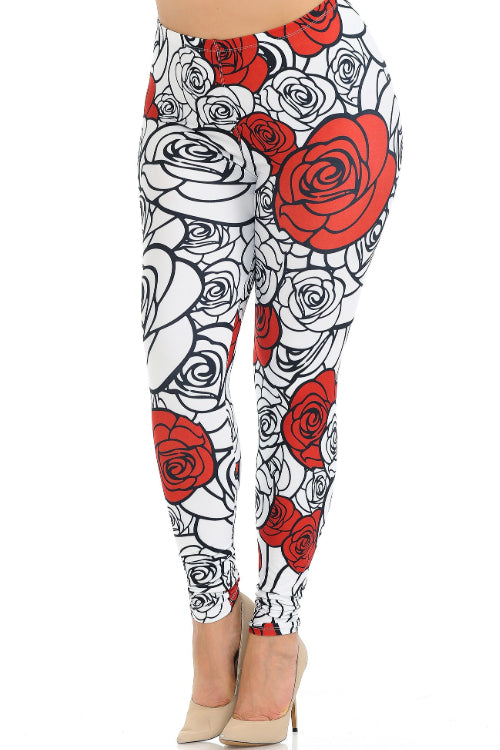 Plus Size Stencil Roses Leggings