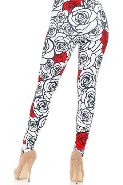 One Size Stencil Roses Leggings
