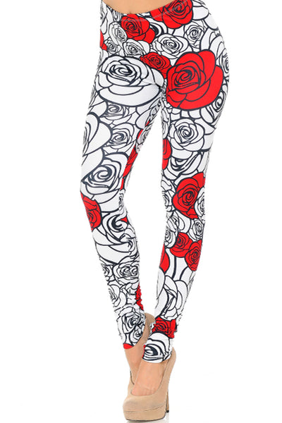 One Size Stencil Roses Leggings