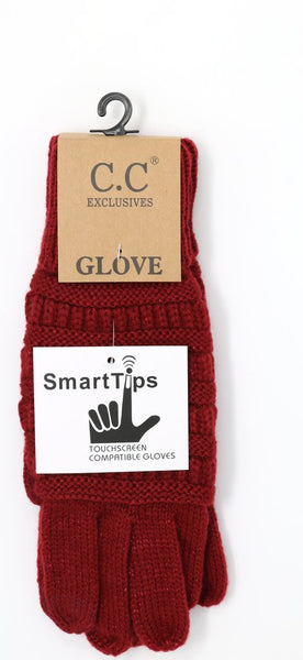Metallic Cable Knit CC Gloves