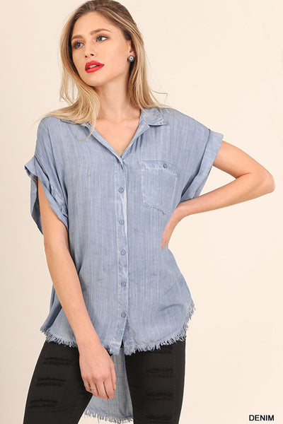 Mineral Washed Button Up Top