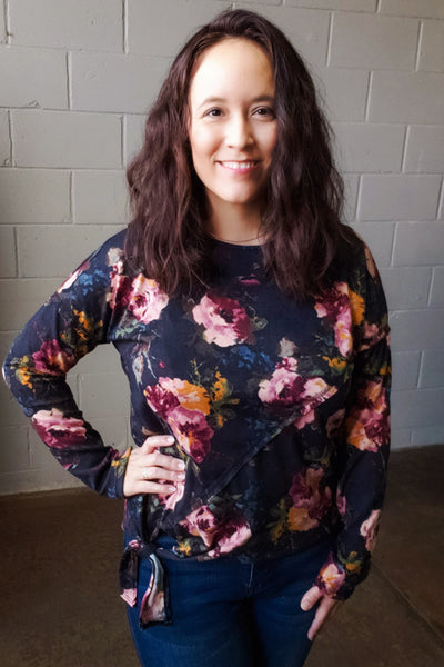 Charcoal Floral Dolman Sweater