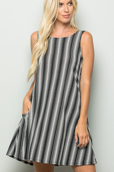 Sleeveless Stripe Print Dress