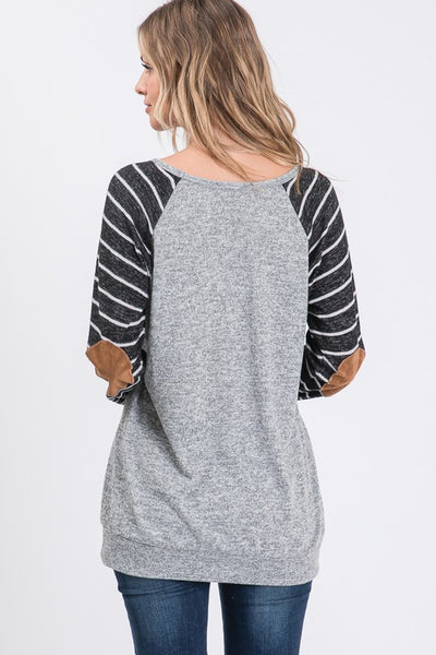 Solid & Stripe Sleeve Sweater