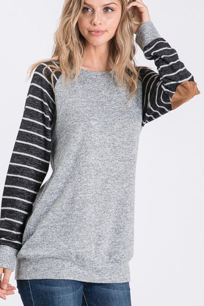 Solid & Stripe Sleeve Sweater