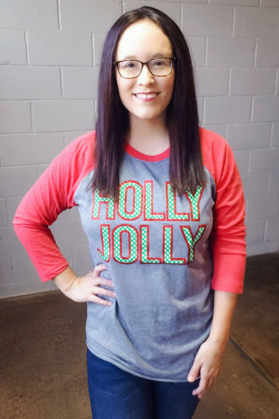Holly Jolly Glitter Raglan