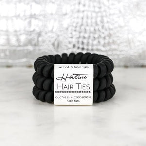Hotline Hair Ties All Black Matte Set
