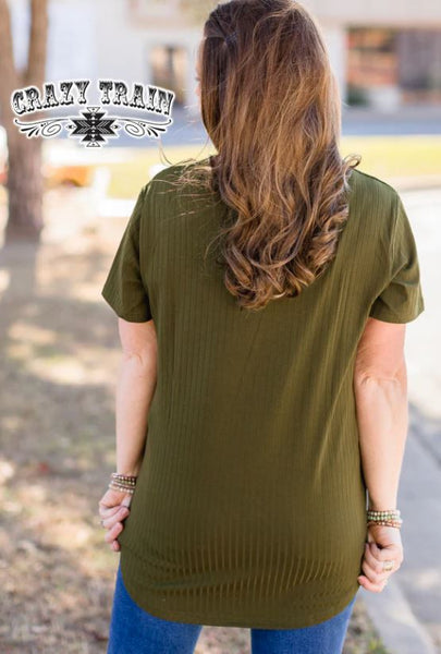 Crazy Train Olive Solid Choice Top