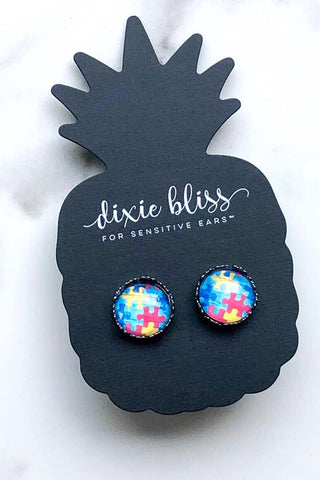 Puzzle Photo Glass Earrings