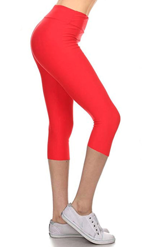 Buy online Red Cotton Knit Lycra Knee-length Leggings from Capris & Leggings  for Women by Finesse for ₹599 at 0% off