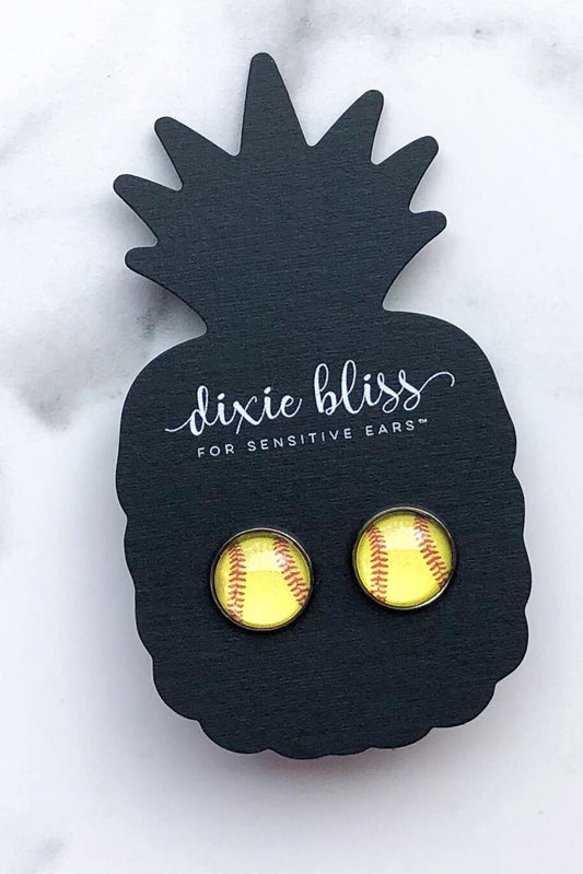 Softball Photo Glass Earrings