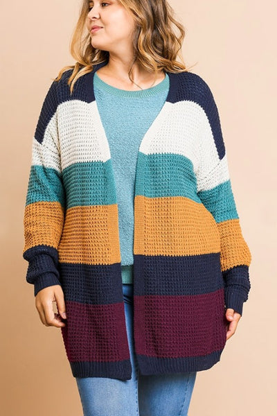 Color Block Knit Sweater Cardigan