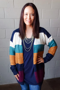 Color Block Knit Sweater Cardigan